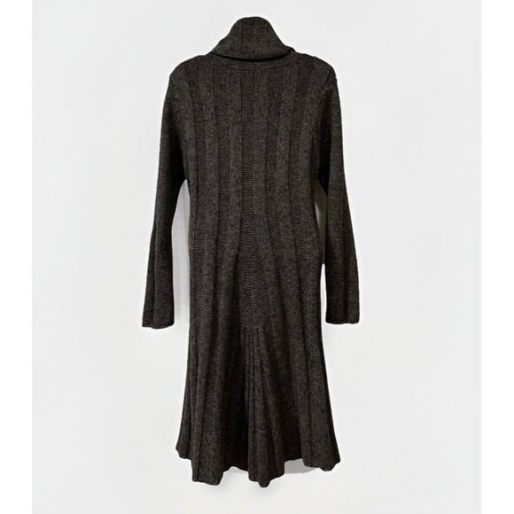 Max Studio Wool Turtleneck Chunky Cable Knit Sweater Dress Womens L Dark Gray - Picture 5 of 8